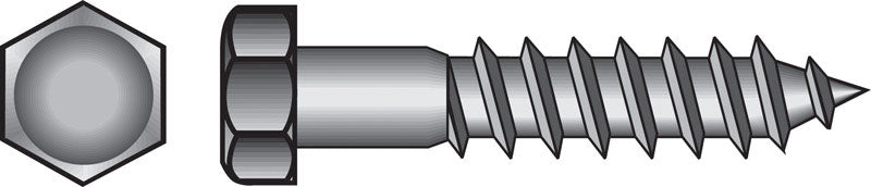 HILLMAN - Hillman 1/4 in. X 4 in. L Hex Hot Dipped Galvanized Steel Lag Screw 100 pk