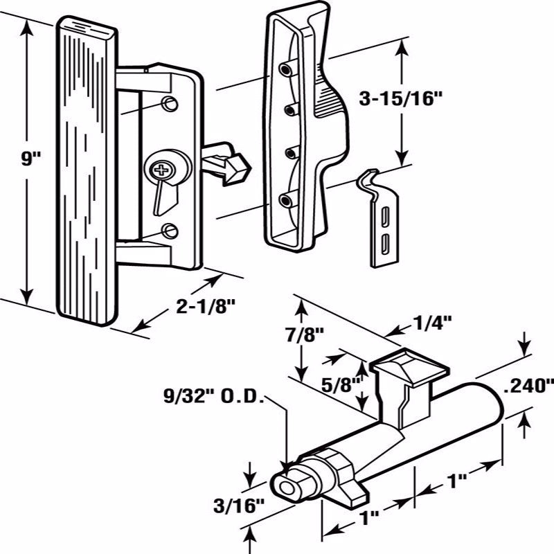 PRIME-LINE - Prime-Line Wood Tone Metal Outdoor Patio Door Handle Set