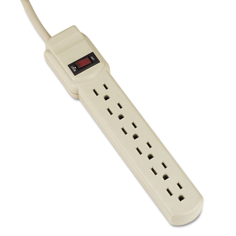 Innovera - Power Strip, 6 Outlets, 4 ft Cord, Ivory