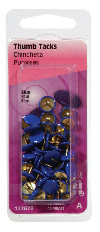 HILLMAN - Hillman Blue Push Pins 40 pk - Case of 6