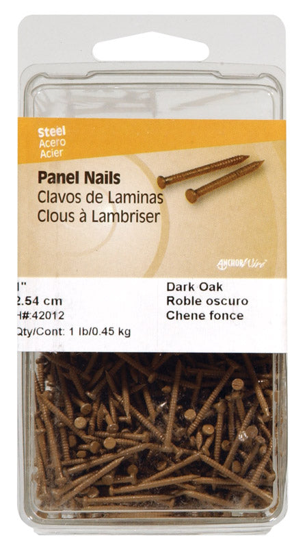 HILLMAN - Hillman 1 in. Panel Dark Oak Steel Nail Flat Head - Case of 3