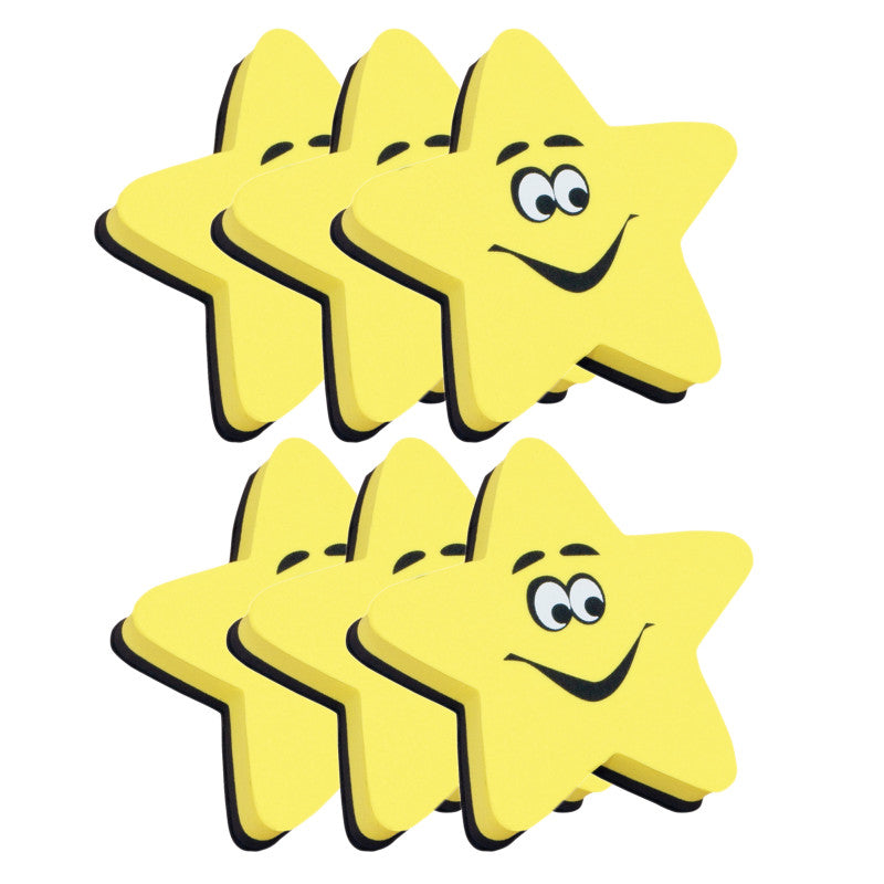 ASHLEY PRODUCTIONS - Magnetic Whiteboard Eraser, Star, Pack of 6