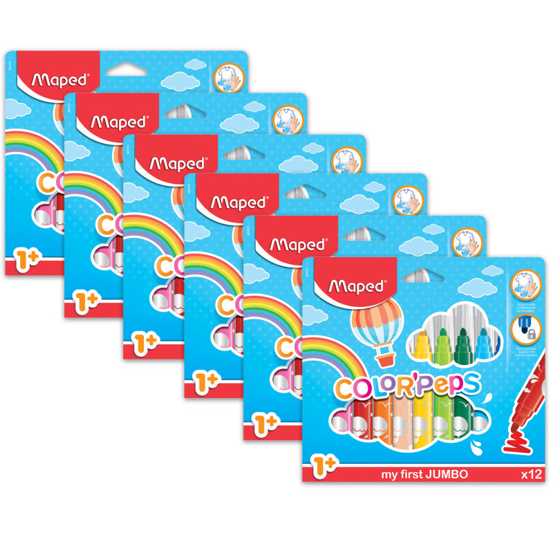 MAPED - Color'Peps My First Safety Tip Ultrawashable Markers, 12 Per Pack, 6 Packs