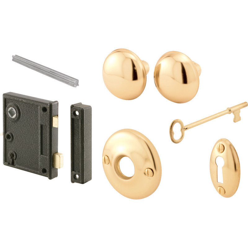 PRIME-LINE - Prime-Line Vertical Mounted Bright Brass Door Lock Set 1-3/4 in.