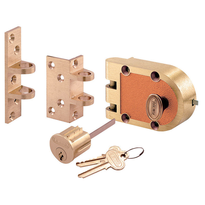 PRIME-LINE - Prime-Line Segal Brushed Brass Solid Bronze Alloy Deadbolt [SE 15361]