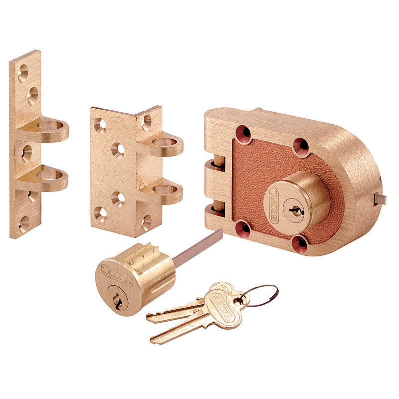 PRIME-LINE - Prime-Line Segal Brushed Brass Solid Bronze Alloy Deadbolt [SE 19361]