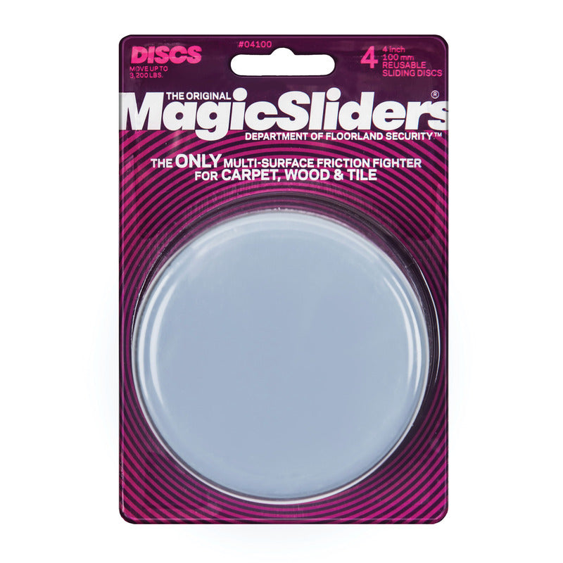 MAGIC SLIDERS - Magic Sliders Gray 4 in. Adhesive Plastic Sliding Discs 4 pk