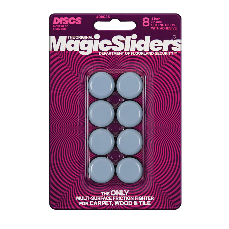 MAGIC SLIDERS - Magic Sliders Gray 1 in. Adhesive Plastic Sliding Discs 8 pk