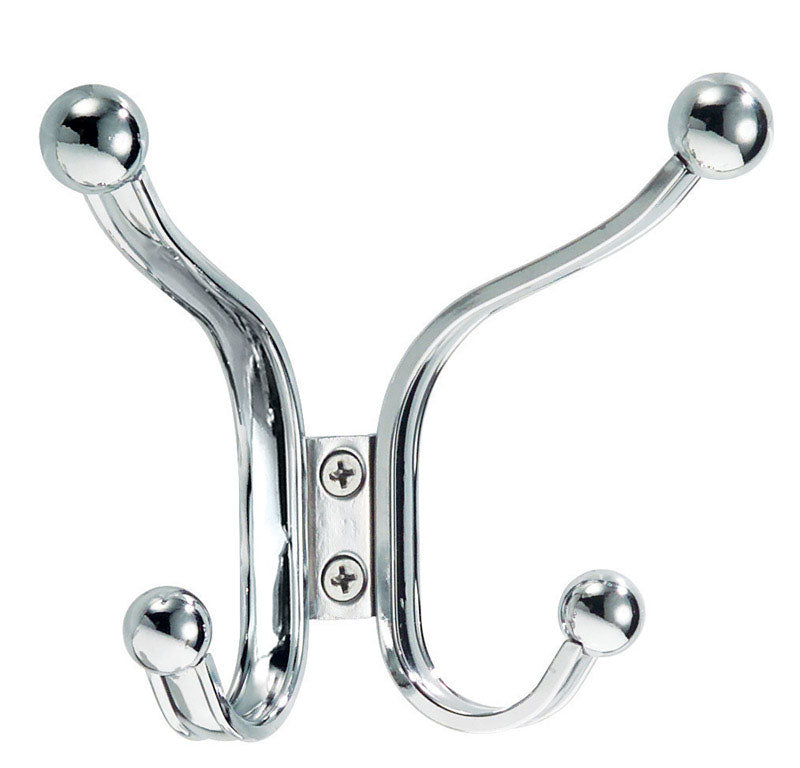 IDESIGN - iDesign 5.5 in. L Chrome Silver Steel Small/Medium York Lyra Quad Hook 1 pk
