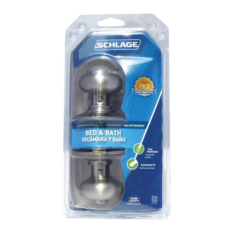 SCHLAGE - Schlage Plymouth Satin Nickel Privacy Lockset 1-3/4 in.