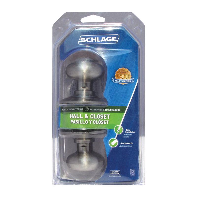 SCHLAGE - Schlage Plymouth Satin Nickel Passage Lockset 1-3/4 in.