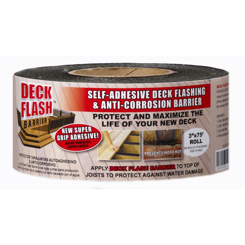 DECK FLASH - Deck Flash 3 in. W X 75 ft. L Tape Self Adhesive Deck Flashing Black