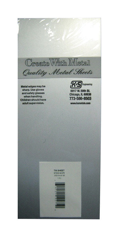 K&S - K&S 0.013 in. X 4 in. W X 10 in. L Tin Sheet Metal