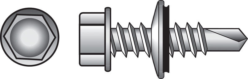 HILLMAN - Hillman No. 12-14 X 1 in. L Hex Hex Head Self- Drilling Screws 100 pk