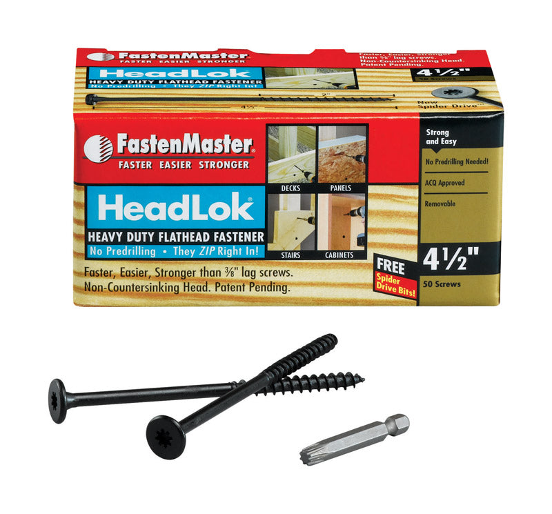 FASTENMASTER - FastenMaster HeadLok 4-1/2 in. L Black Spider Flat Head Deck Screws 50 pk