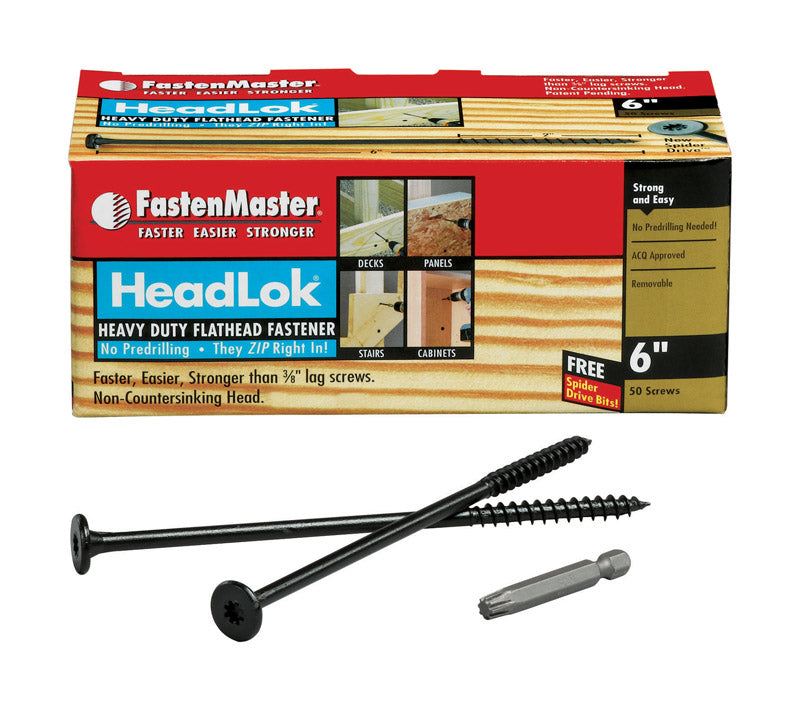 FASTENMASTER - FastenMaster HeadLok 6 in. L Black Spider Flat Head Deck Screws 50 pk