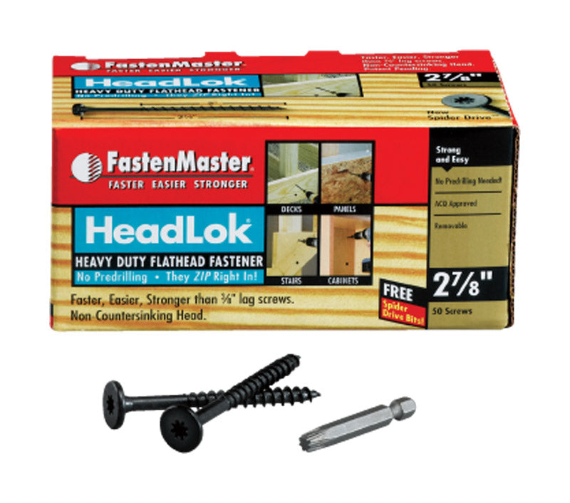 FASTENMASTER - FastenMaster HeadLok 2-7/8 in. L Black Spider Flat Head Deck Screws 50 pk