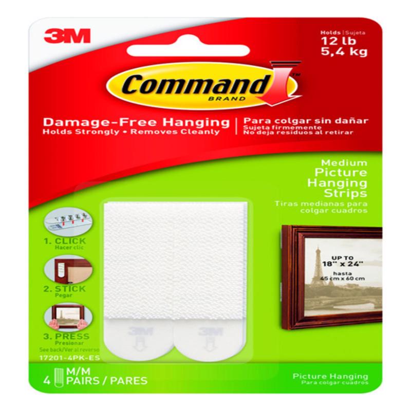 COMMAND - 3M Command White Medium Picture Hanging Strips 12 lb 4 pk - Case of 6