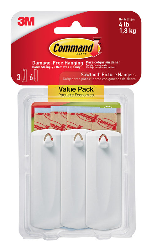 COMMAND - 3M Command White Sawtooth Picture Hanger 4 lb 3 pk - Case of 4