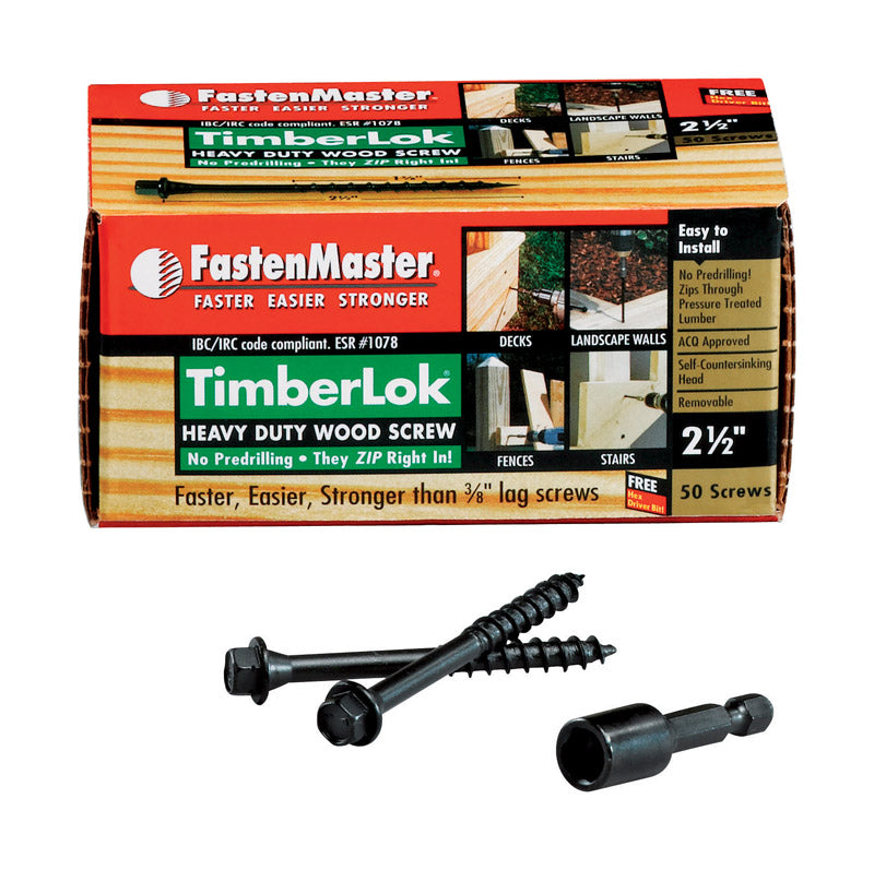 FASTENMASTER - FastenMaster TimberLok No. 10 X 2-1/2 in. L Galvanized Wood Screws 50 pk