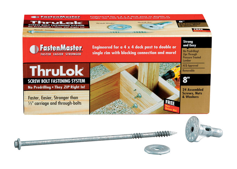 FASTENMASTER - FastenMaster ThruLok No. 8 X 8 in. L Hex Drive Hex Head Screw Kit