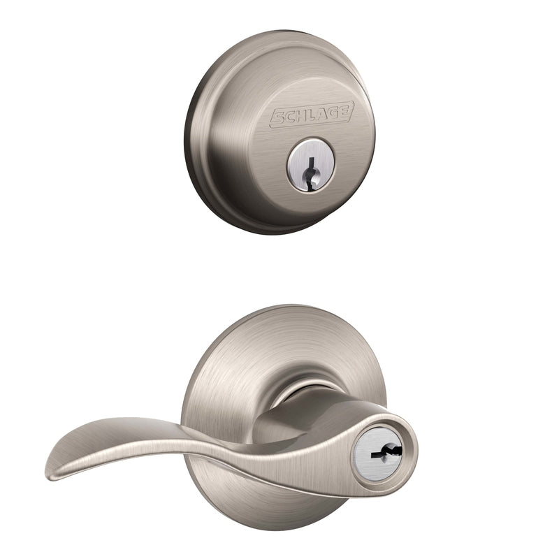 SCHLAGE - Schlage Accent Satin Nickel Lever and Single Cylinder Deadbolt 1-3/4 in.