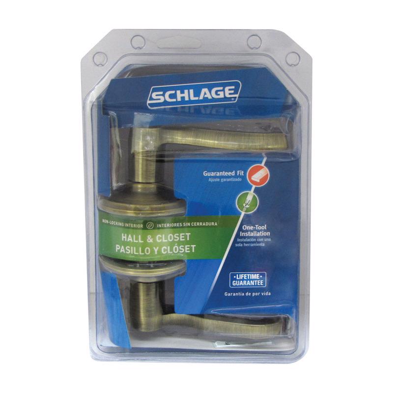 SCHLAGE - Schlage Flair Antique Brass Passage Lockset 1-3/4 in.