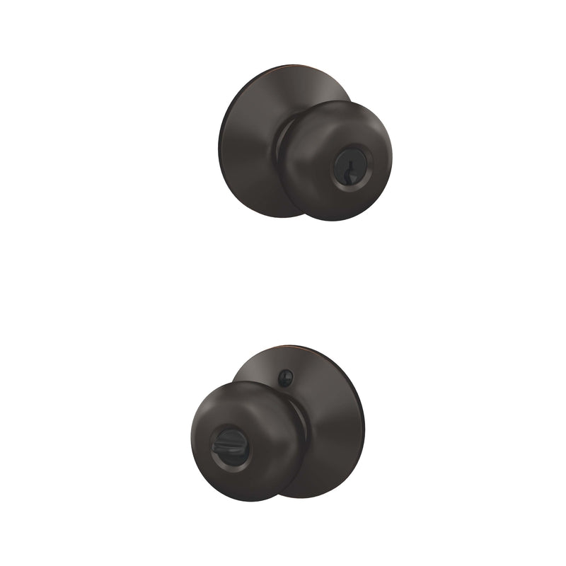 SCHLAGE - Schlage Plymouth Aged Bronze Entry Lockset 1-3/4 in.