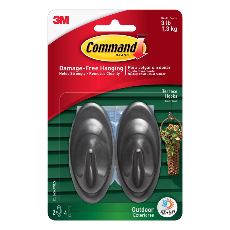 3M - 3M Command Medium Plastic Hook 3.25 in. L 2 pk - Case of 4 [17086S-AWES]