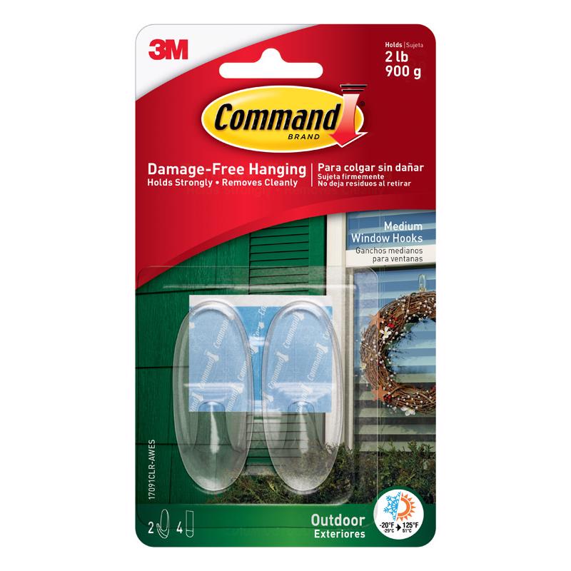 3M - 3M Command Medium Plastic Hook 1.625 in. L 2 pk - Case of 4 [17091CLR-AWES]