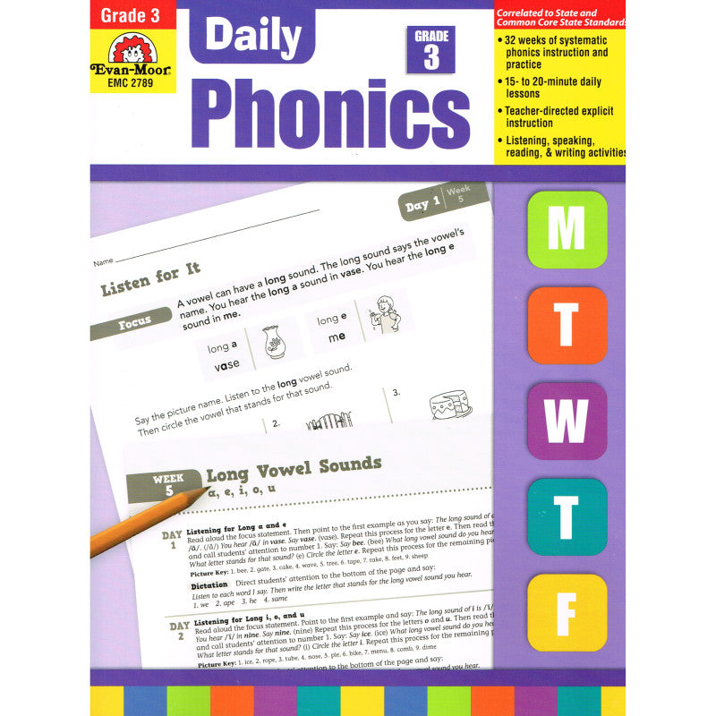 EVAN-MOOR - Daily Phonics Book, Teacher's Edition, Grade 3