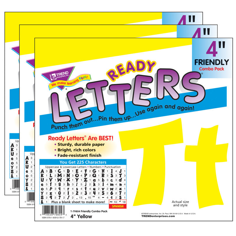 TREND - Yellow 4" Friendly Combo Ready Letters®, 3 Packs
