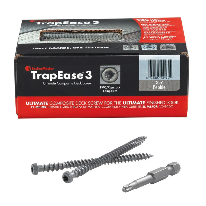 FASTENMASTER - FastenMaster TrapEase No. 10 X 2-1/2 in. L Pebble Gray Torx Ttap Flat Head Composite Deck Screws 75