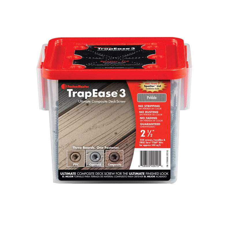 FASTENMASTER - FastenMaster TrapEase 3 No. 10 X 2-1/2 in. L Pebble Torx TTAP Flat Head Composite Deck Screws 350 pc