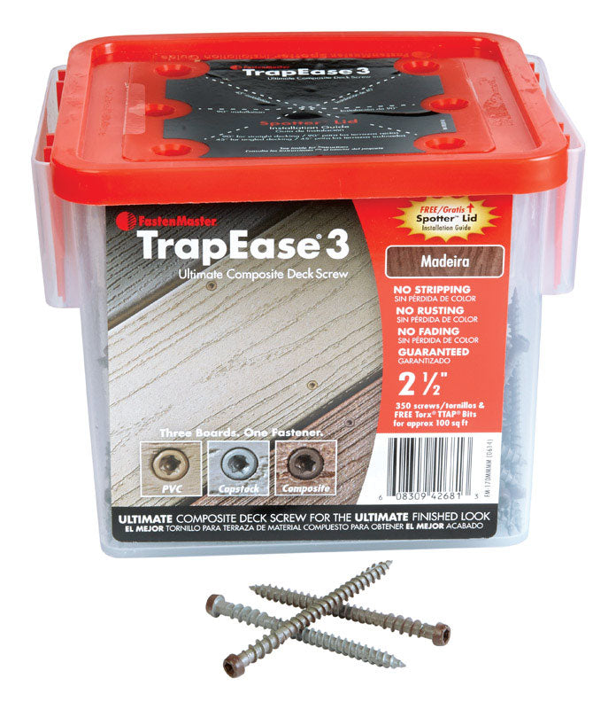 FASTENMASTER - FastenMaster TrapEase 3 No. 10 X 2-1/2 in. L Madeira Torx TTAP Flat Head Composite Deck Screws 350 p