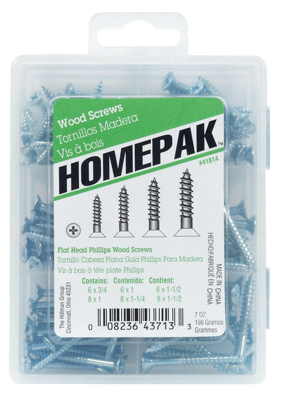 HILLMAN - Hillman Homepak Assorted X Various in. L Phillips Zinc-Plated Wood Screw Assortment - Case of 5