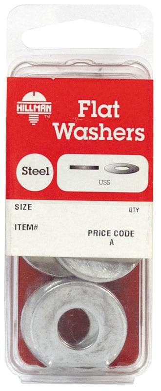 HILLMAN - Hillman Zinc-Plated Steel 1/4 in. USS Flat Washer 20 pk - Case of 10