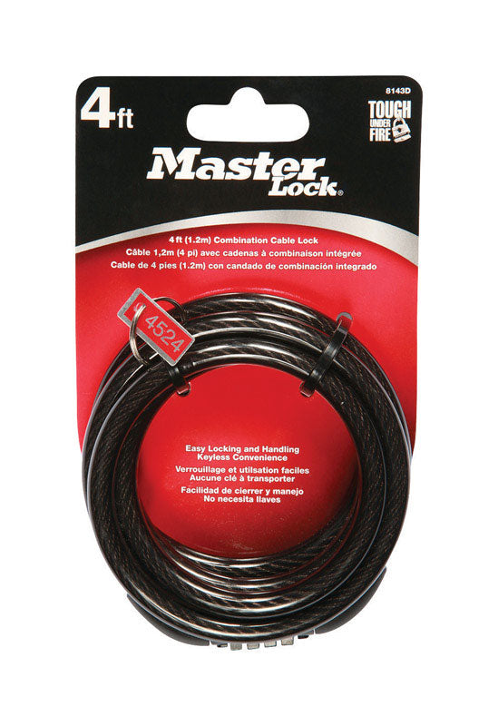 MASTERLOCK - Master Lock 5/16 in. W X 4 ft. L Steel 4-Dial Combination Locking Cable