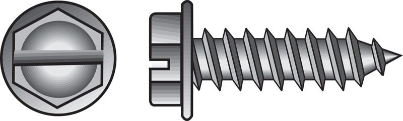 HILLMAN - Hillman No. 6 X 3/8 in. L Slotted Hex Washer Head Sheet Metal Screws 100 pk