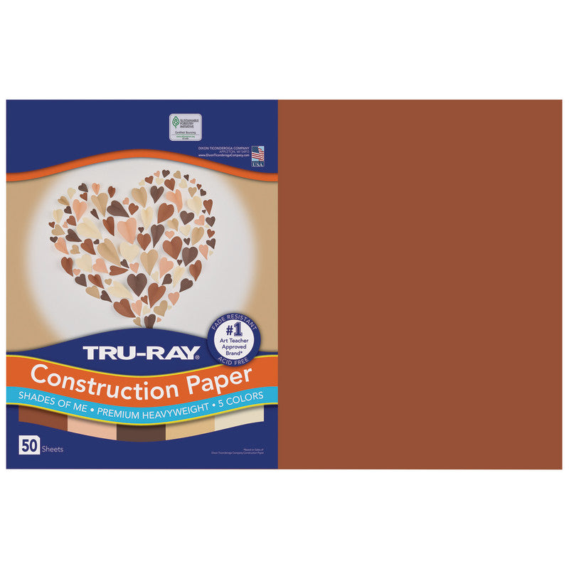 Shades of Me Construction Paper, Heavyweight, 5 Assorted Skin Tone Colors, 12" x 18", 50 Sheets