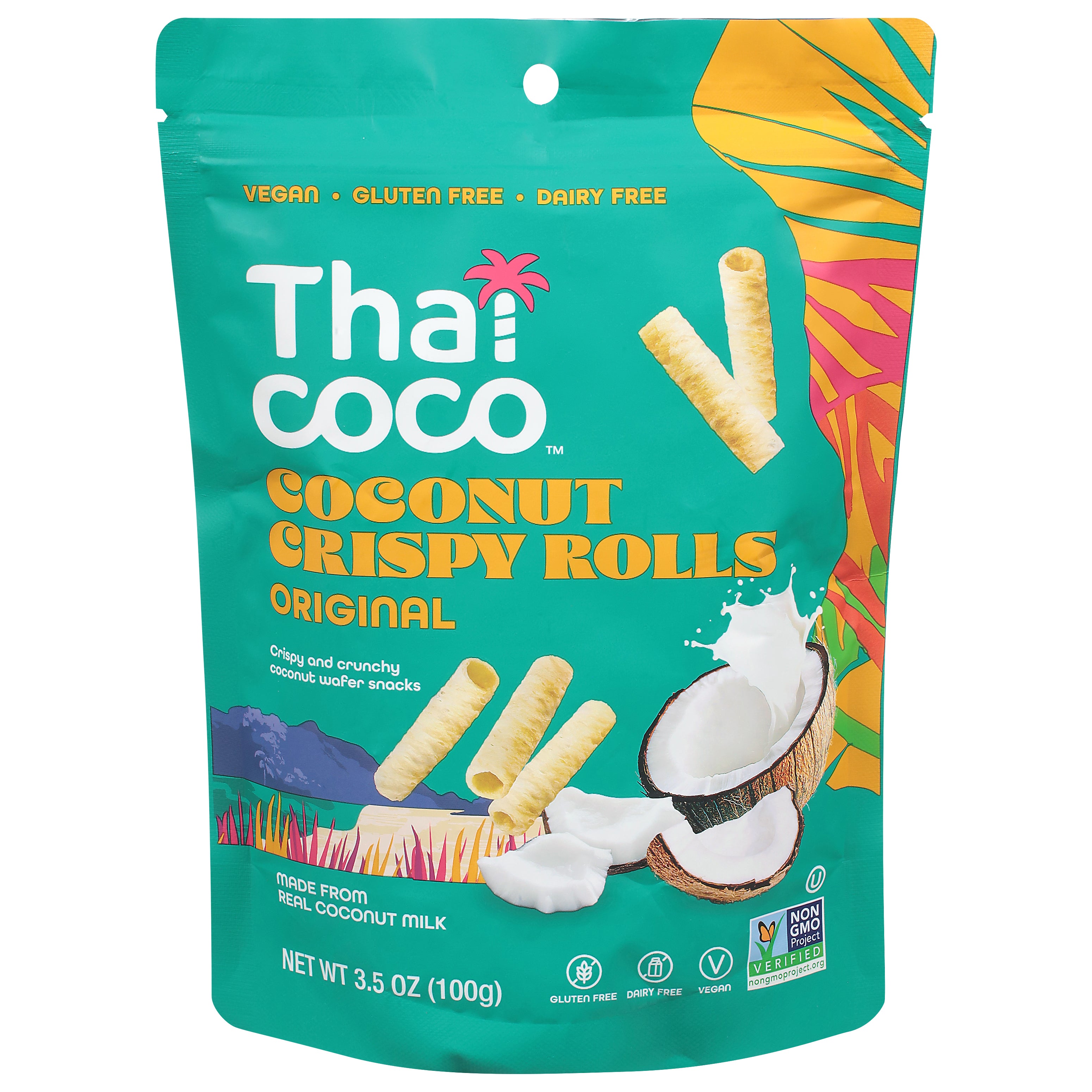 Thai Coco Original Coconut Crispy Rolls 3.5 oz - Case of 8