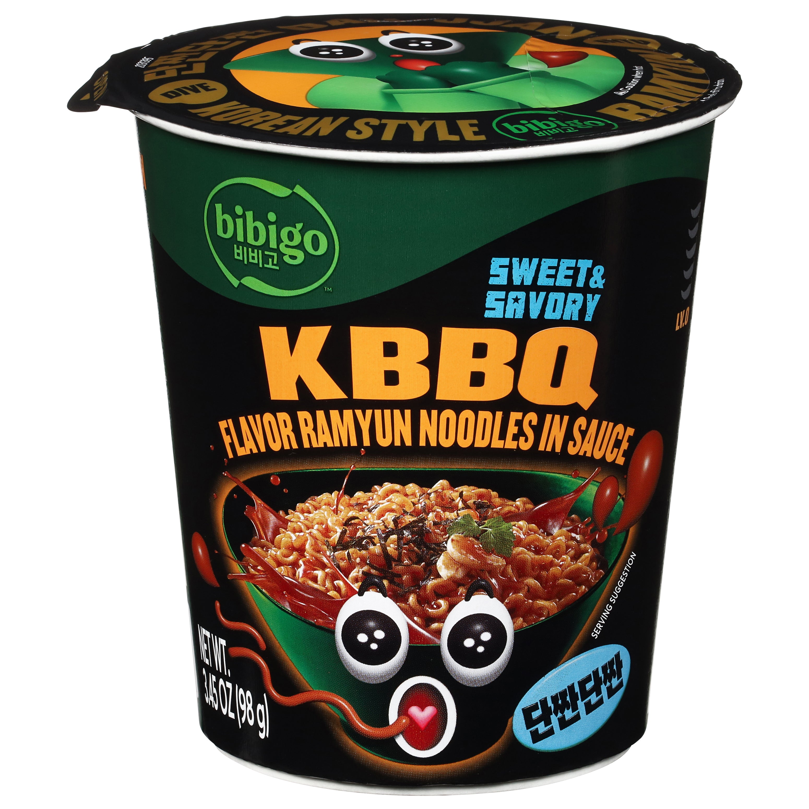 Bibigo Sweet & Savory Lv.0 KBBQ Flavor Ramyun Noodles in Sauce 3.45 oz - Case of 6