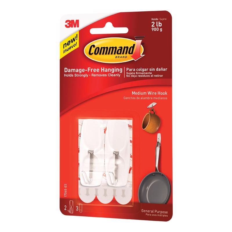 COMMAND - 3M Command Medium Plastic Wire Hooks 2.17 in. L 2 pk [17065-ES]