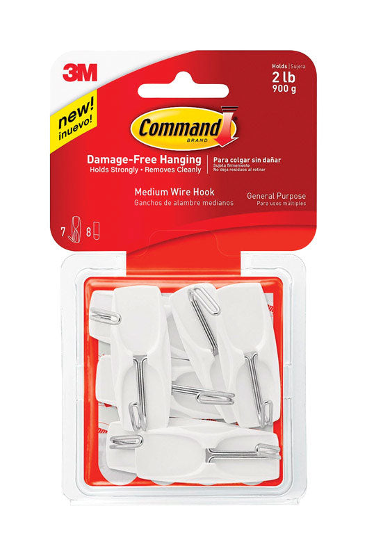 3M - 3M Command Medium Plastic Wire Hooks 2-1/6 in. L 7 pk - Case of 4