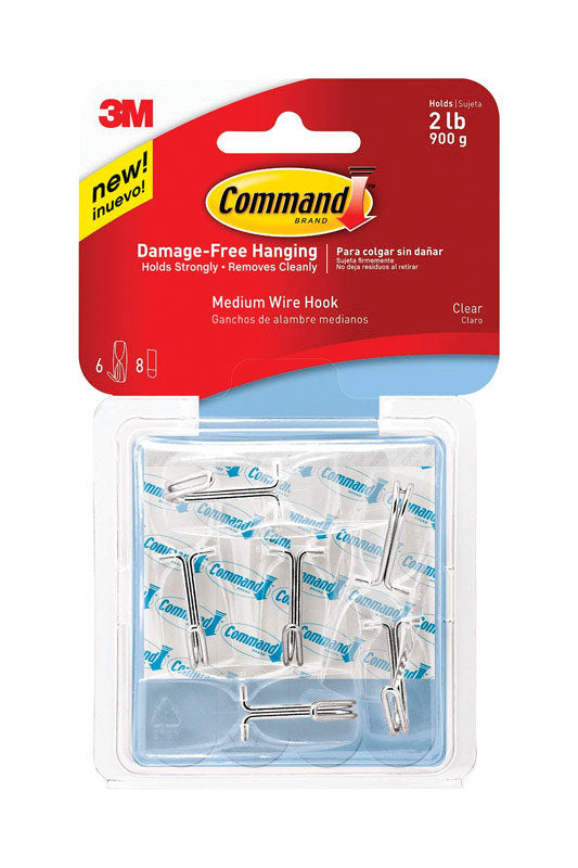 3M - 3M Command Medium Plastic Wire Hooks 2.17 in. L 6 pk - Case of 4