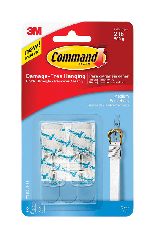 COMMAND - 3M Command Medium Plastic Wire Hooks 2.17 in. L 2 pk - Case of 4 [17065CLR-ES]