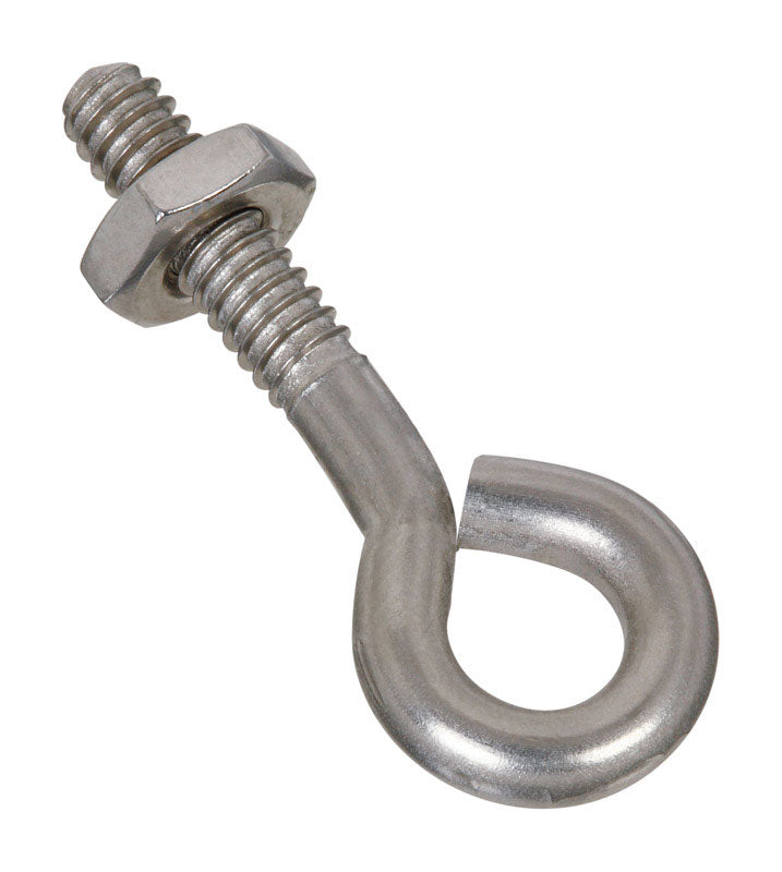 NATIONAL HARDWARE - National Hardware 3/16 in. X 1-1/2 in. L Stainless Steel Eyebolt Nut Included - Case of 10