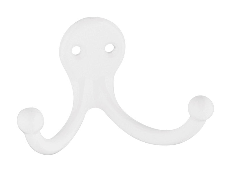 NATIONAL HARDWARE - National Hardware 4 in. L White Zinc Double Clothes Hook 35 lb. cap. 1 pk