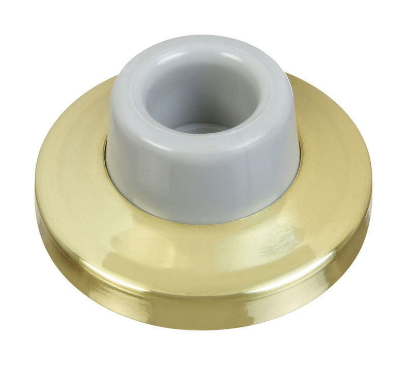 NATIONAL HARDWARE - National Hardware Solid Brass w/Rubber Bumper Bright Gold Wall Door Stop Mounts to wall 2.34 in.