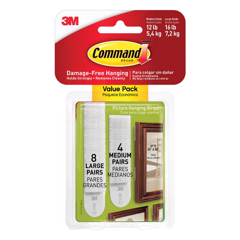 3M - 3M Command White Picture Hanging Strips 16 lb 8 pk